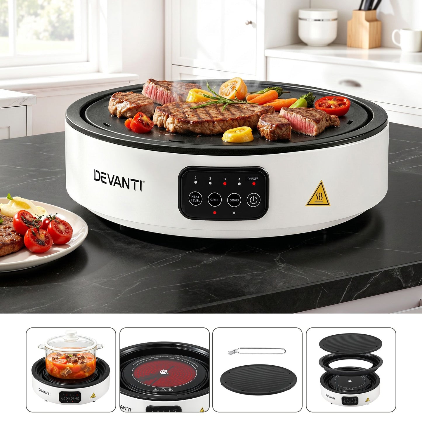 Devanti Portable Ceramic Cooktop - White