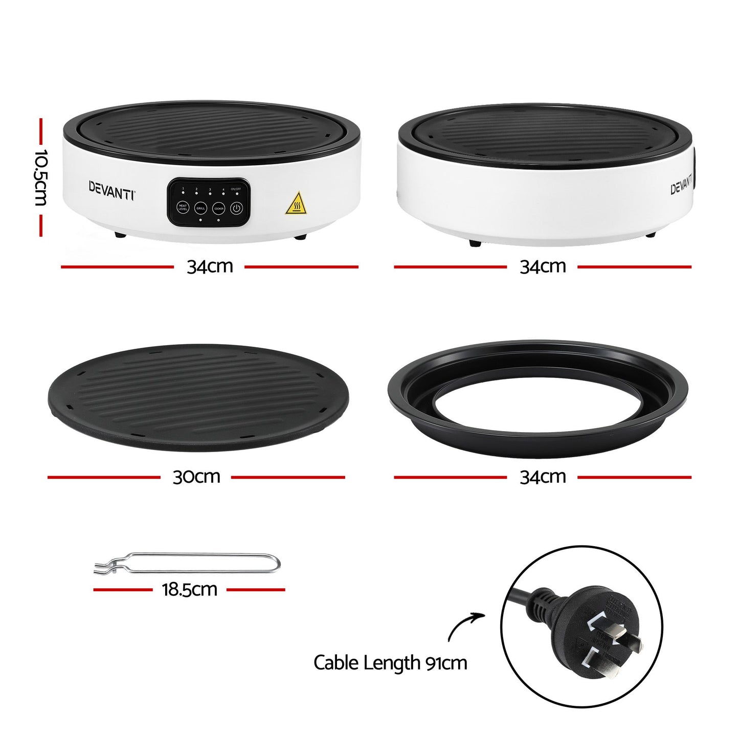 Devanti Portable Ceramic Cooktop - White