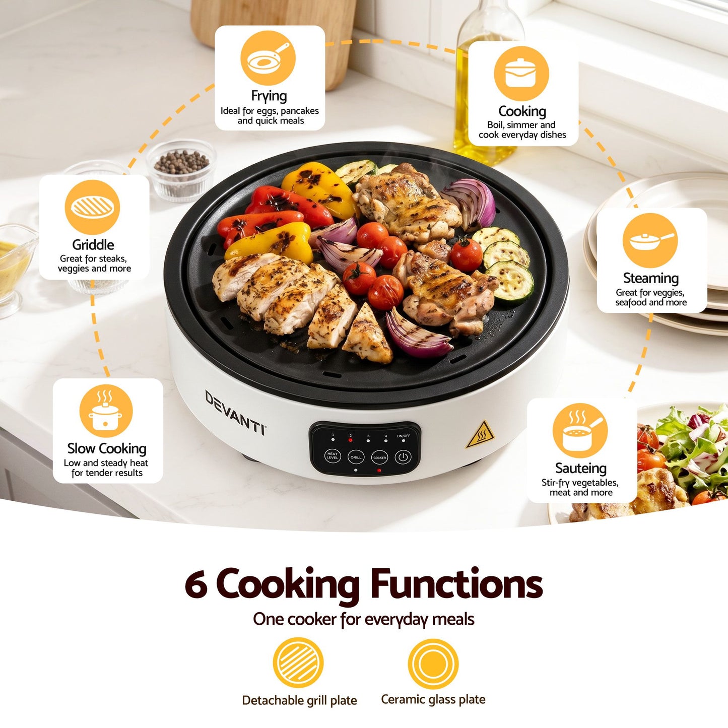 Devanti Portable Ceramic Cooktop - White