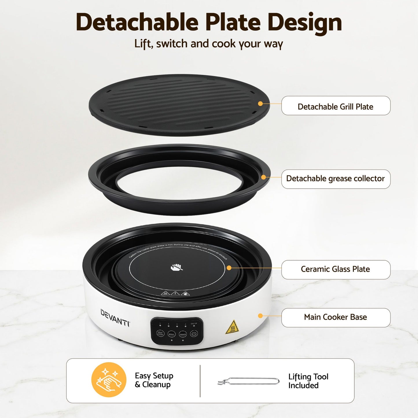Devanti Portable Ceramic Cooktop - White