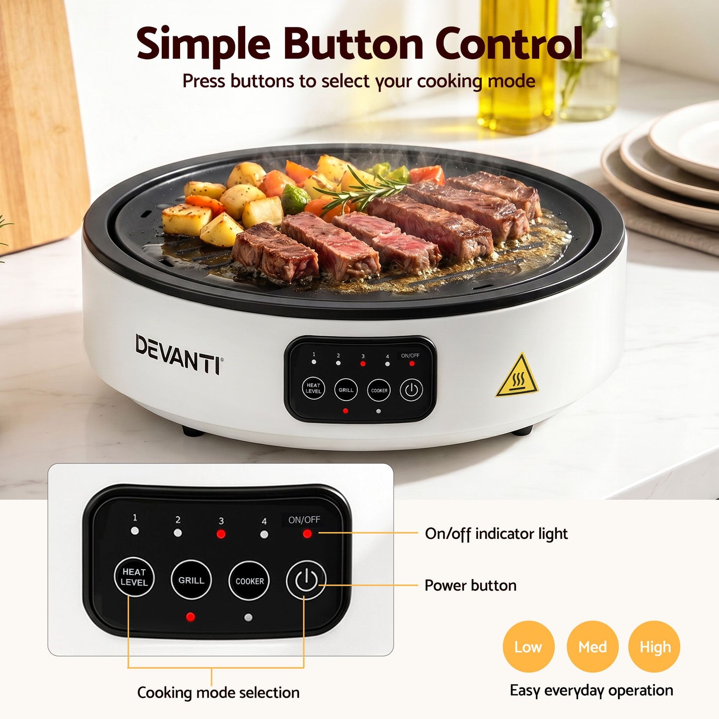 Devanti Portable Ceramic Cooktop - White