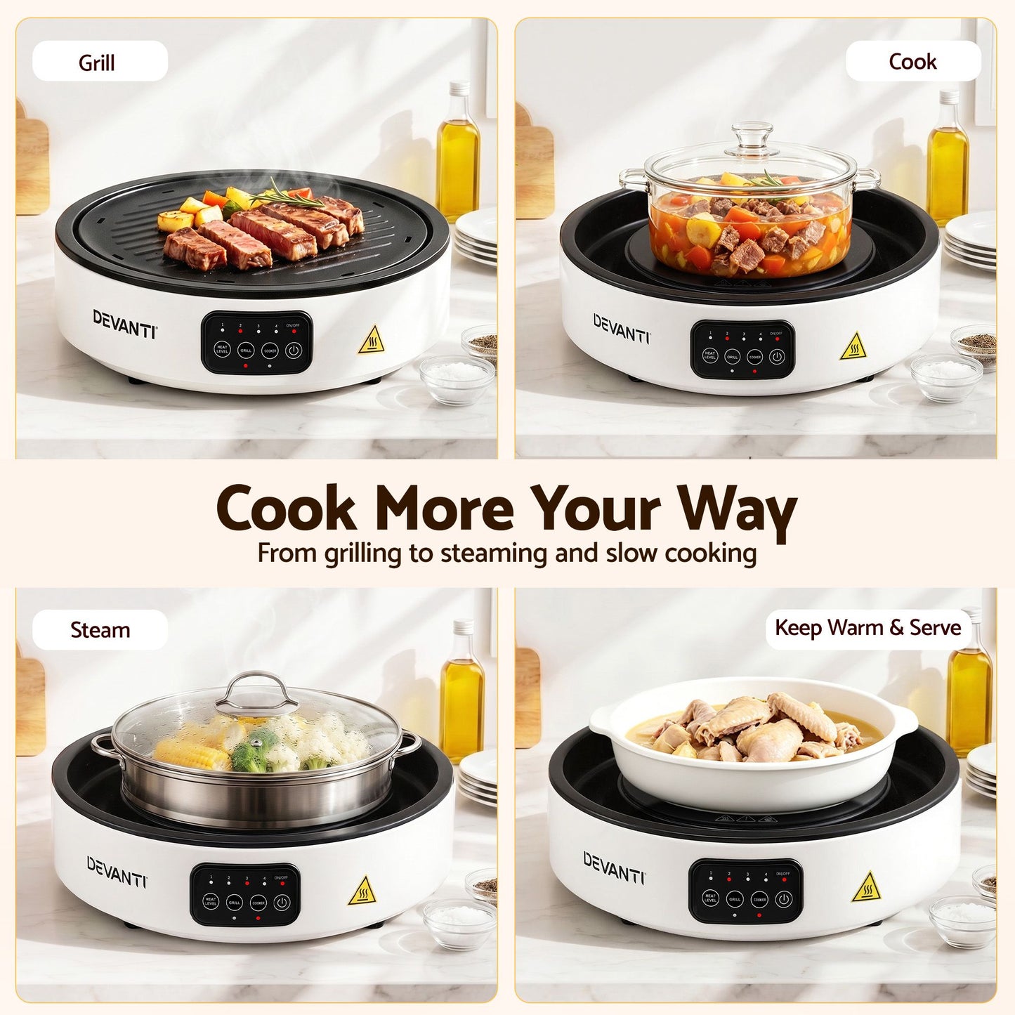 Devanti Portable Ceramic Cooktop - White