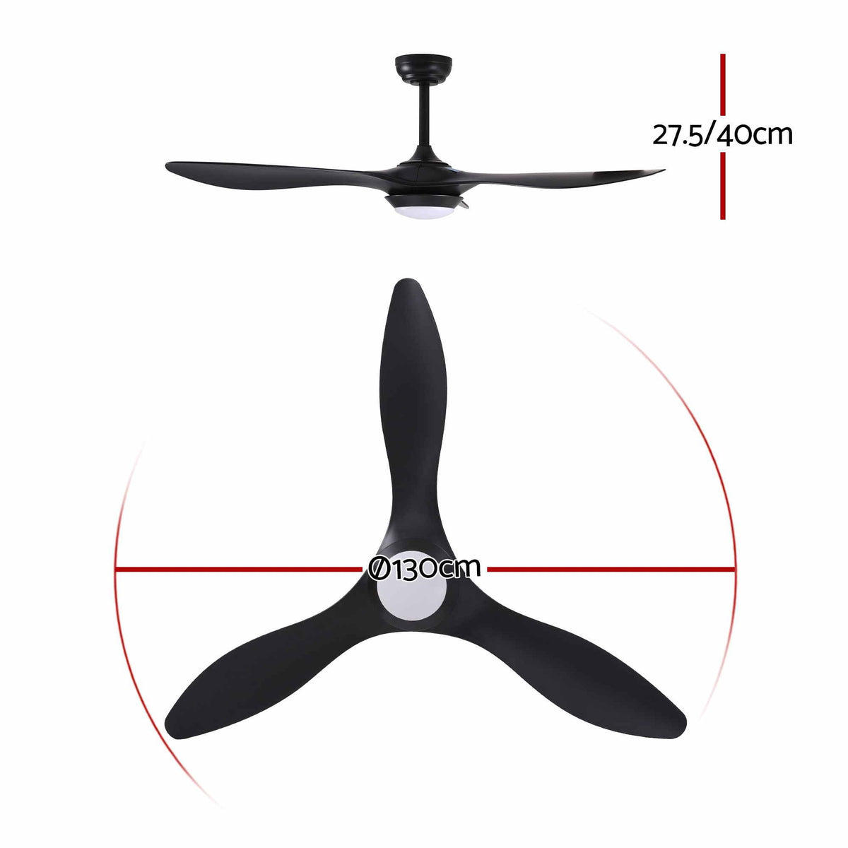 Devanti 52-inch Ceiling Fan with Light - Black