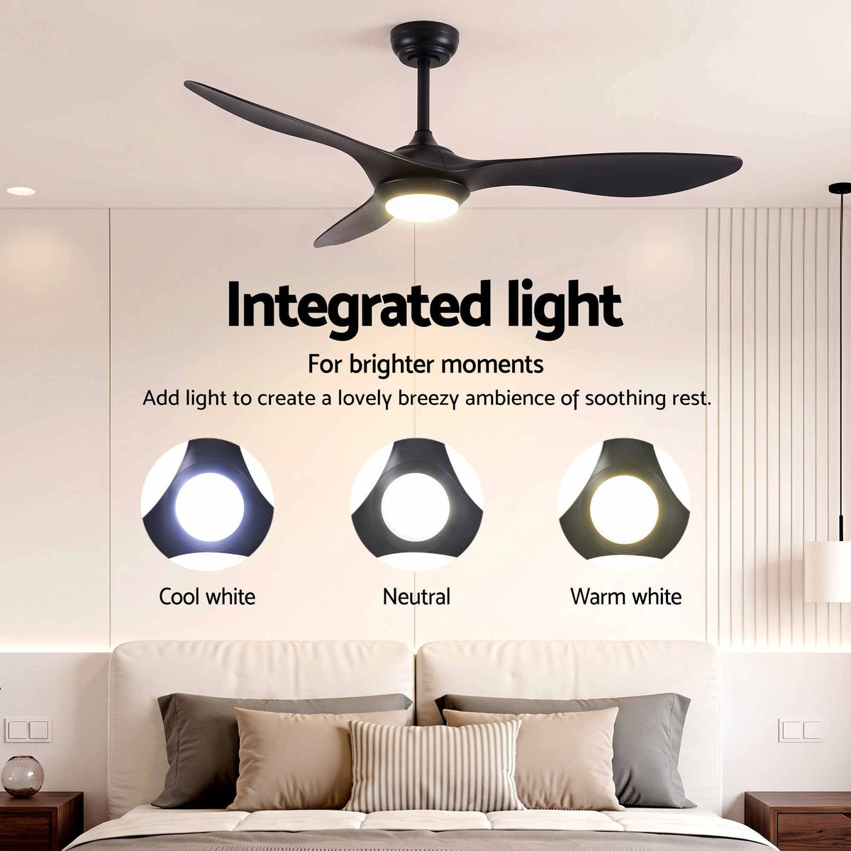 Devanti 52-inch Ceiling Fan with Light - Black