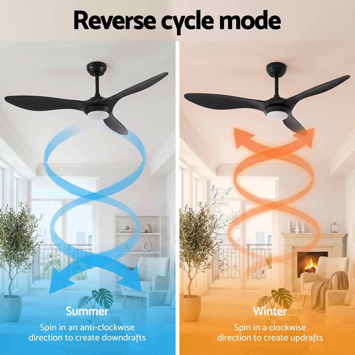 Devanti 52-inch Ceiling Fan with Light - Black