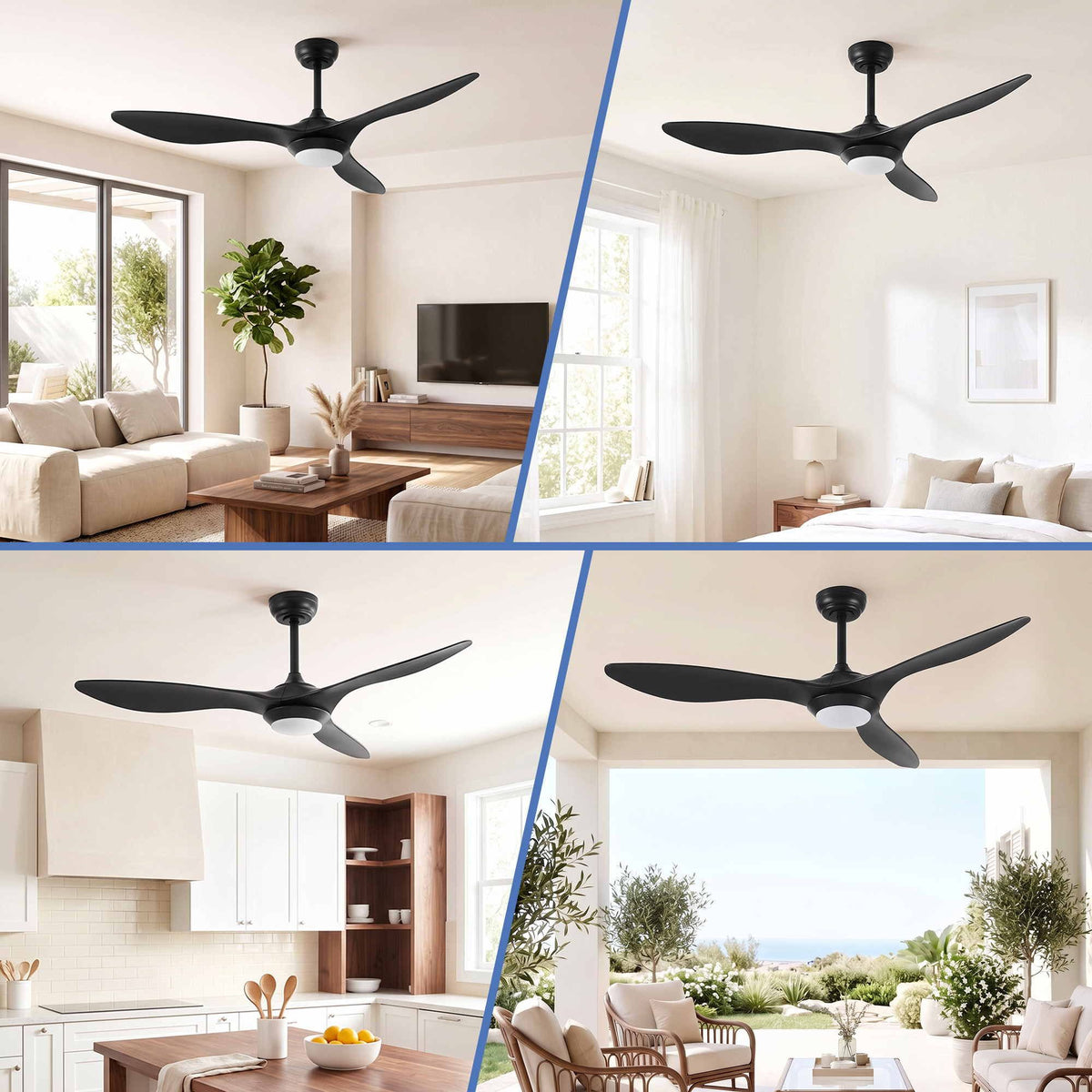 Devanti 52-inch Ceiling Fan with Light - Black