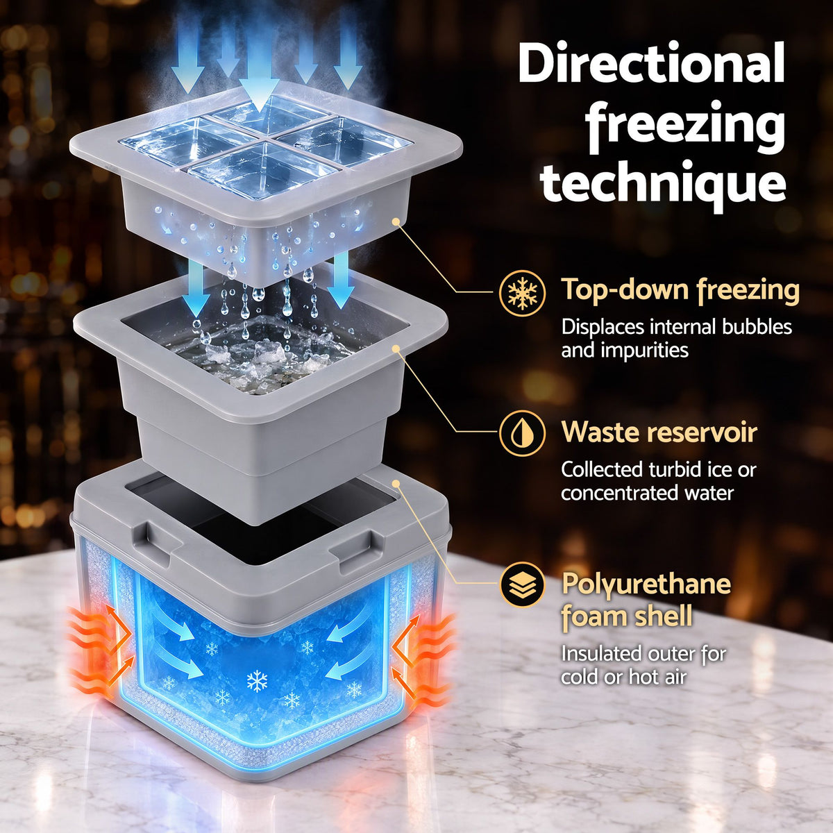Artiss 4-Cube Whisky Ice Mould - 5cm