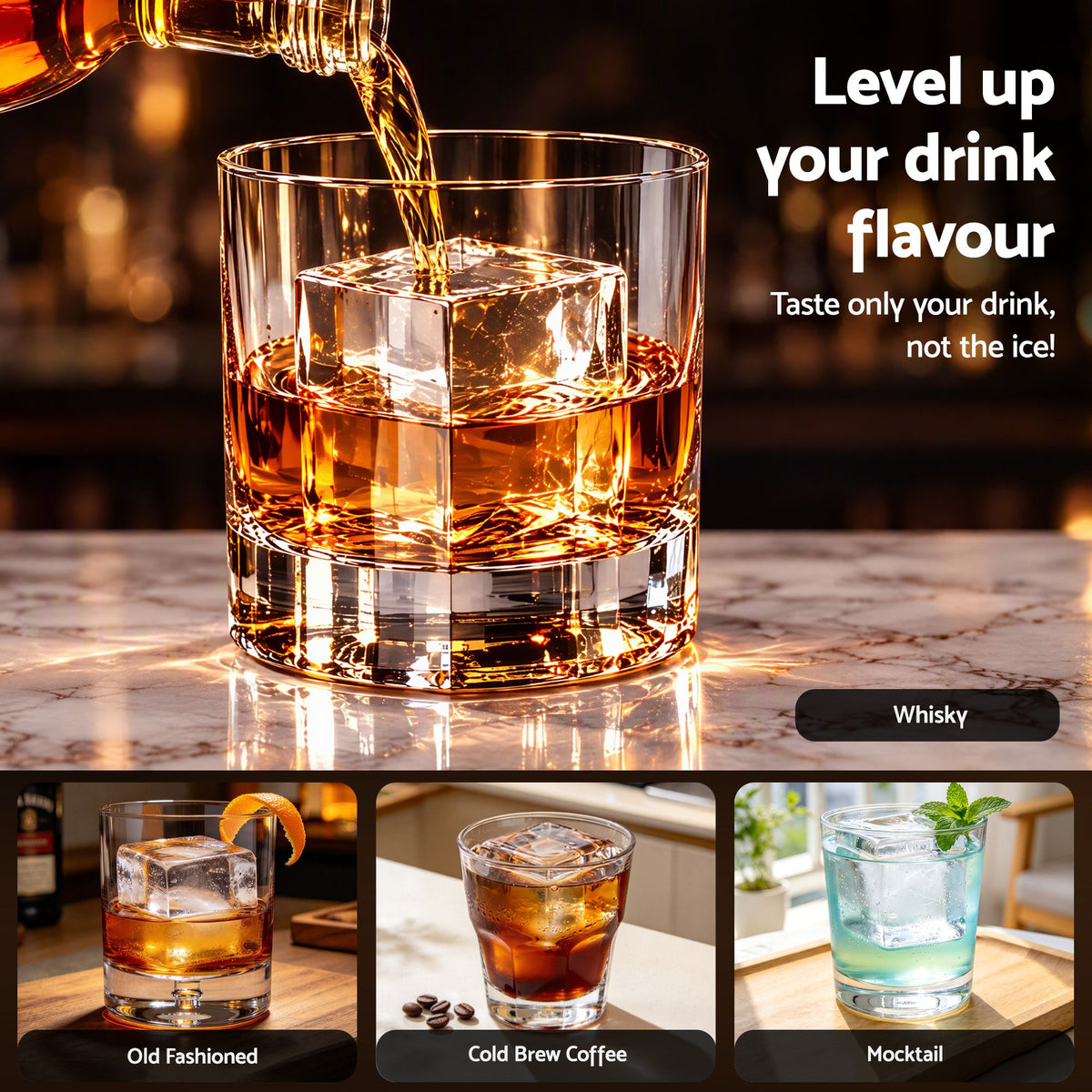 Artiss 4-Cube Whisky Ice Mould - 5cm