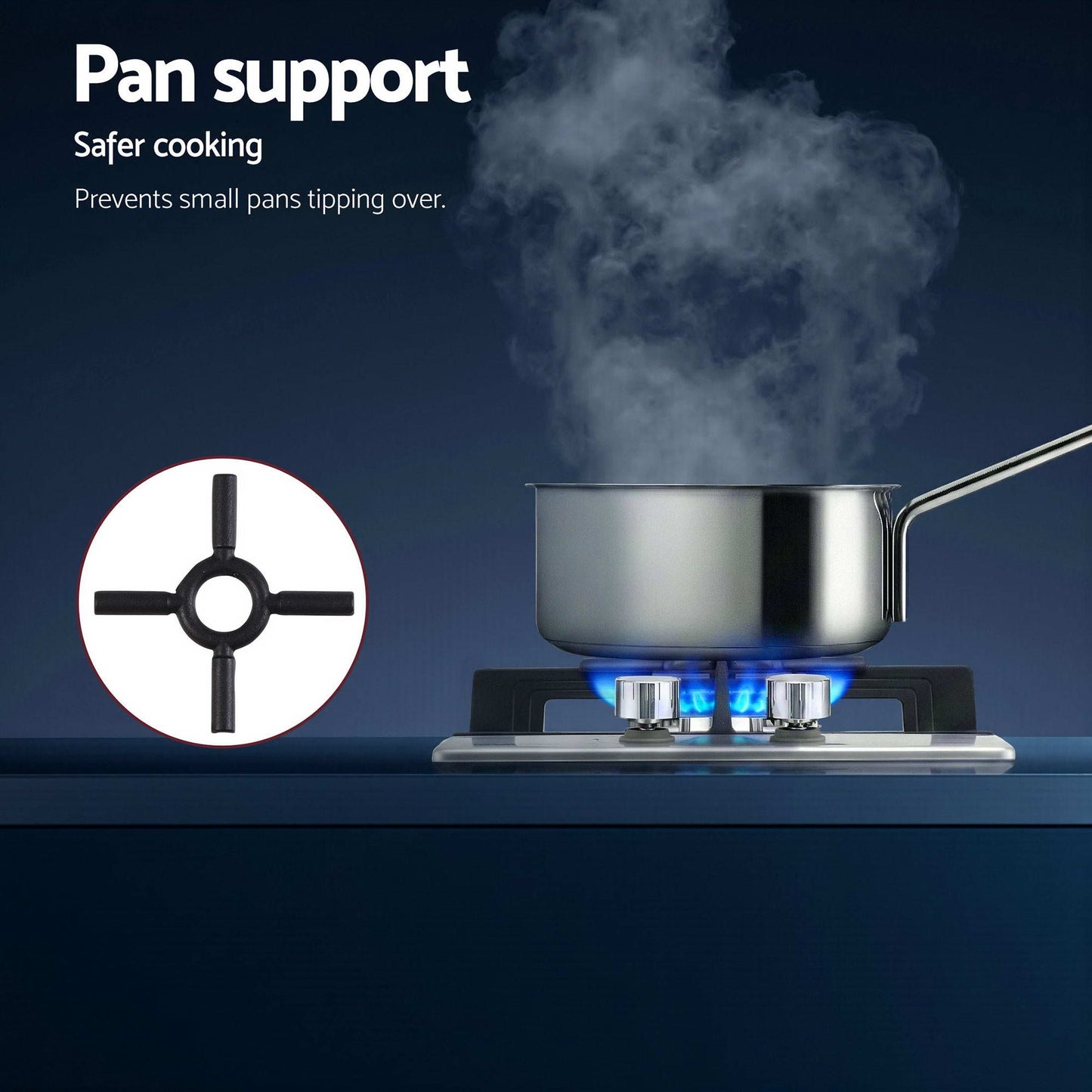 Devanti 30cm 2 Burner Gas Cooktop - Silver