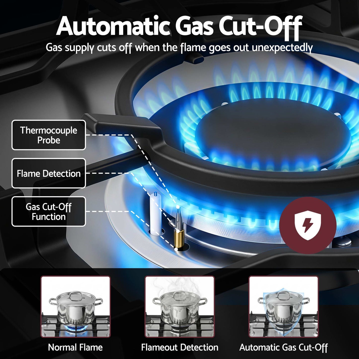 Devanti 90cm 5-Burner Gas Cooktop - Stainless Steel