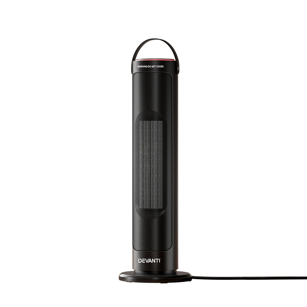 Devanti Ceramic Tower Heater 2000W - Rapid Heating, ECO Mode, Oscillating Space Heater for Ultimate Winter Comfort