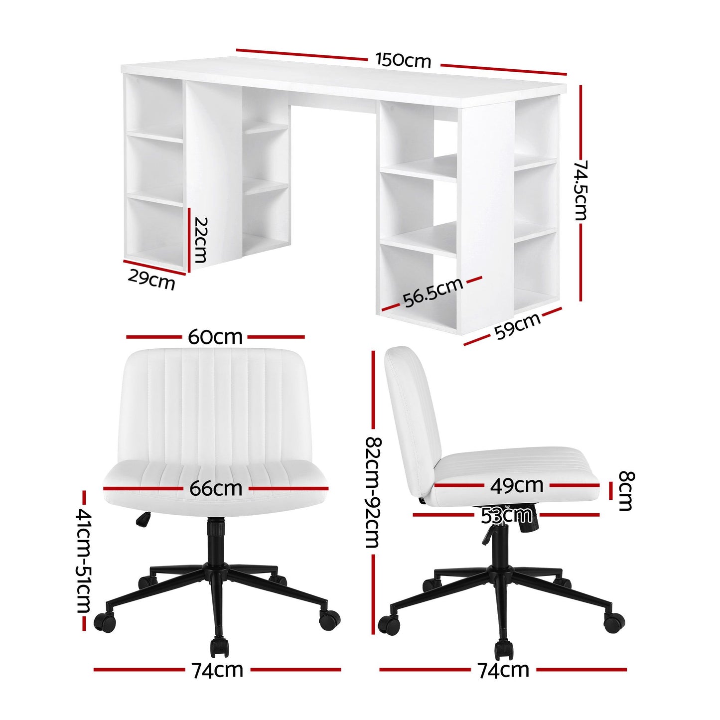 Artiss Office Desk & Chair Set - White