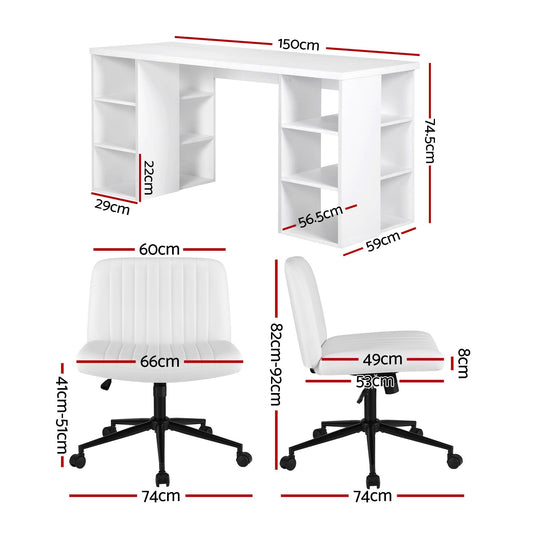 Artiss Office Desk & Chair Set - White
