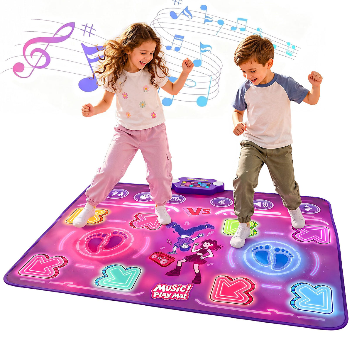 Keezi Double Player Dance Mat for Kid Rechargeable Electronic Dance Game Pad with Bluetooth, 4 Modes