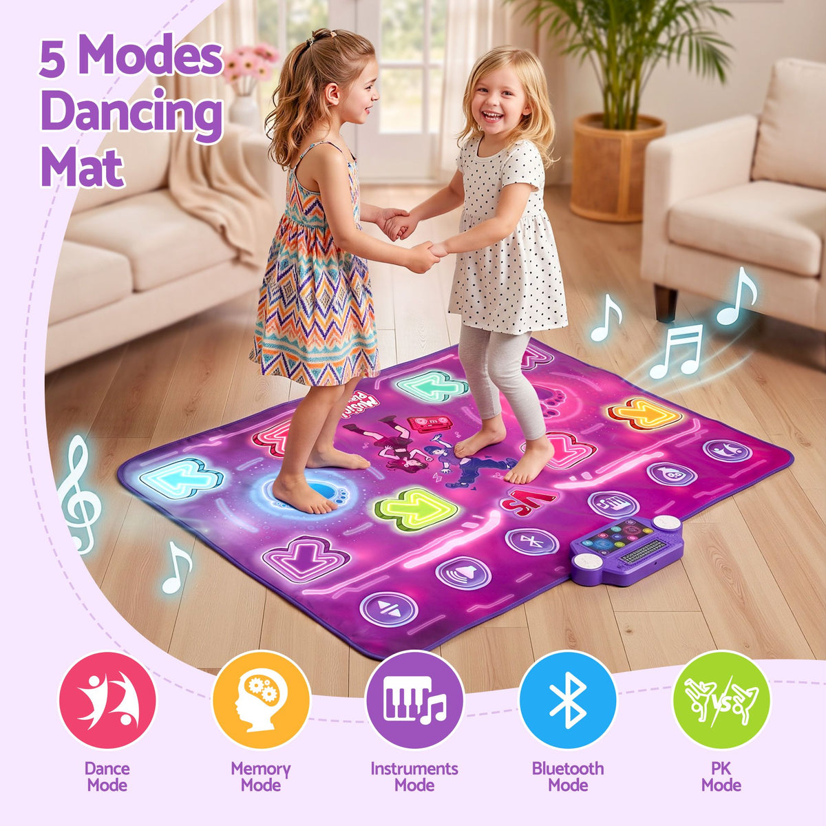 Keezi Double Player Dance Mat for Kid Rechargeable Electronic Dance Game Pad with Bluetooth, 4 Modes