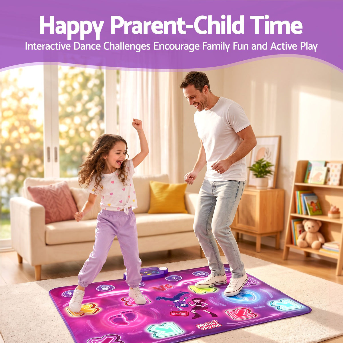 Keezi Double Player Dance Mat for Kid Rechargeable Electronic Dance Game Pad with Bluetooth, 4 Modes