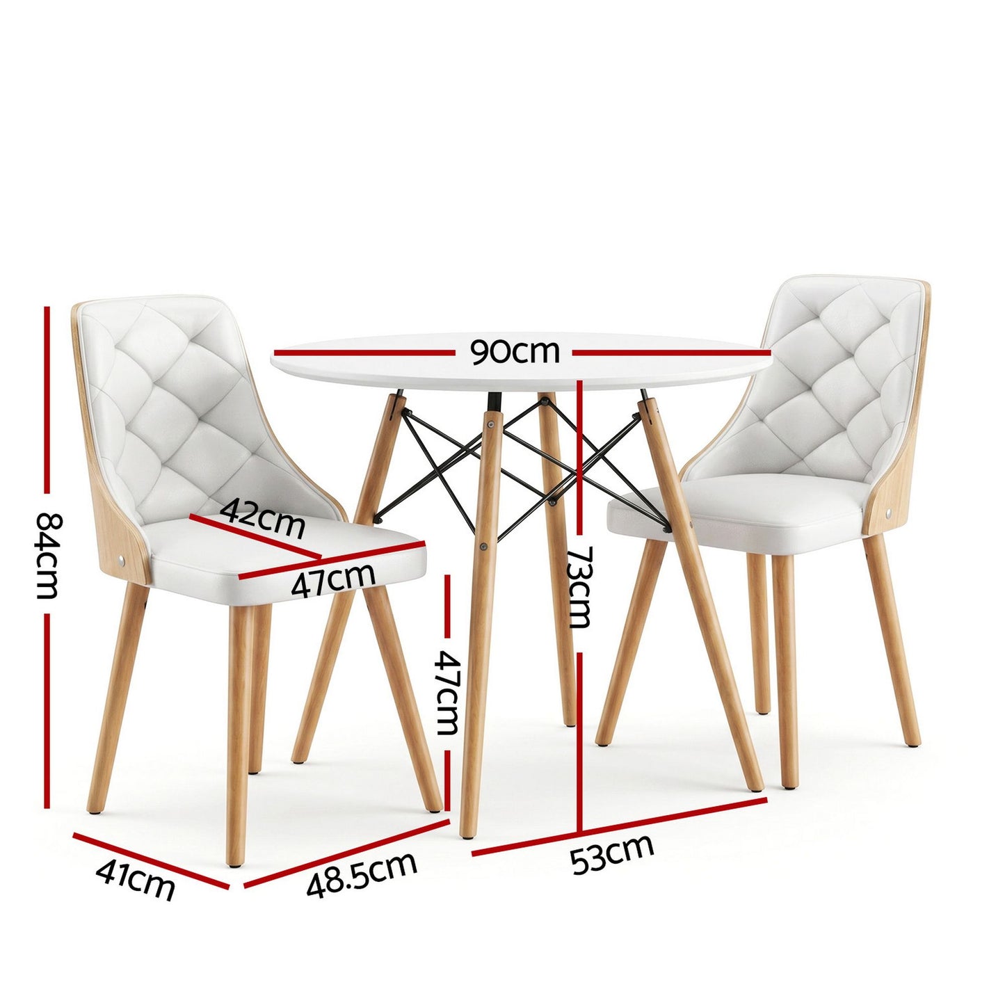 Artiss 3 Piece Round Dining Set - White