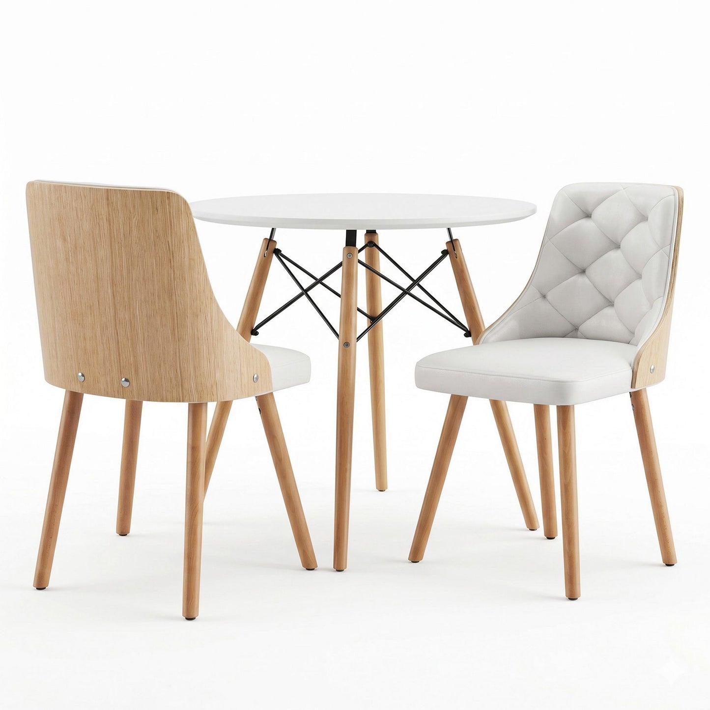 Artiss 3 Piece Round Dining Set - White