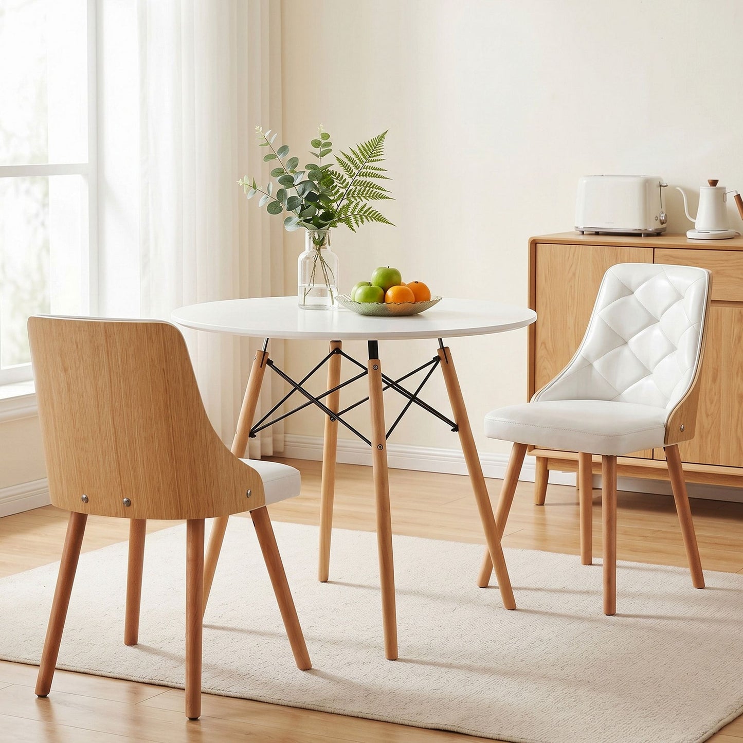 Artiss 3 Piece Round Dining Set - White