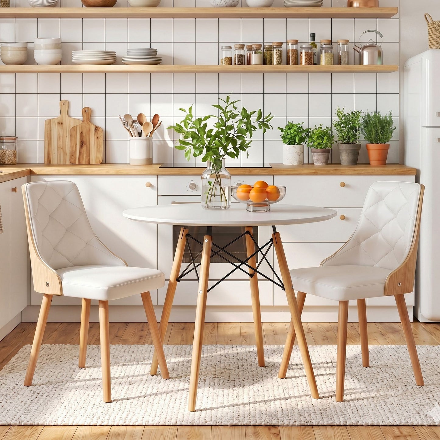 Artiss 3 Piece Round Dining Set - White