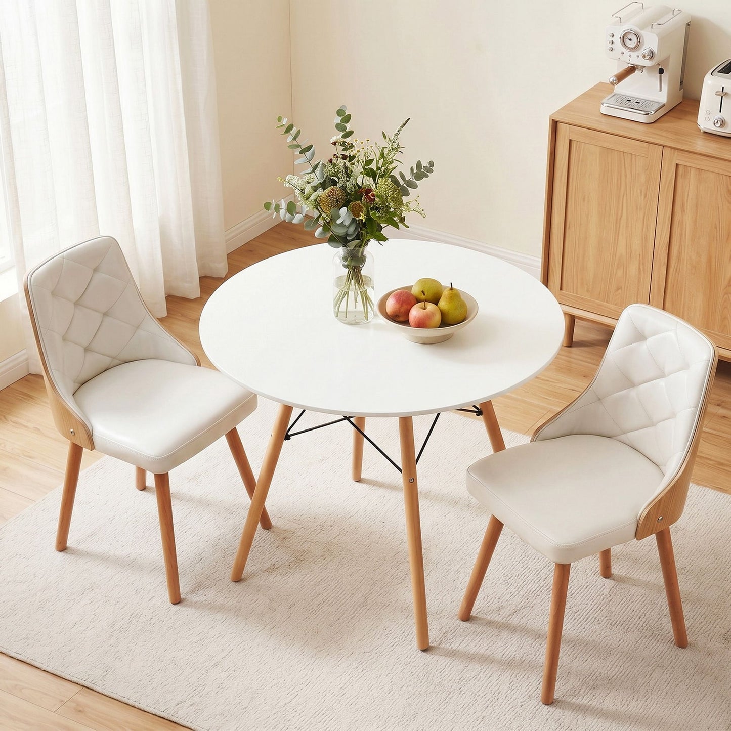 Artiss 3 Piece Round Dining Set - White