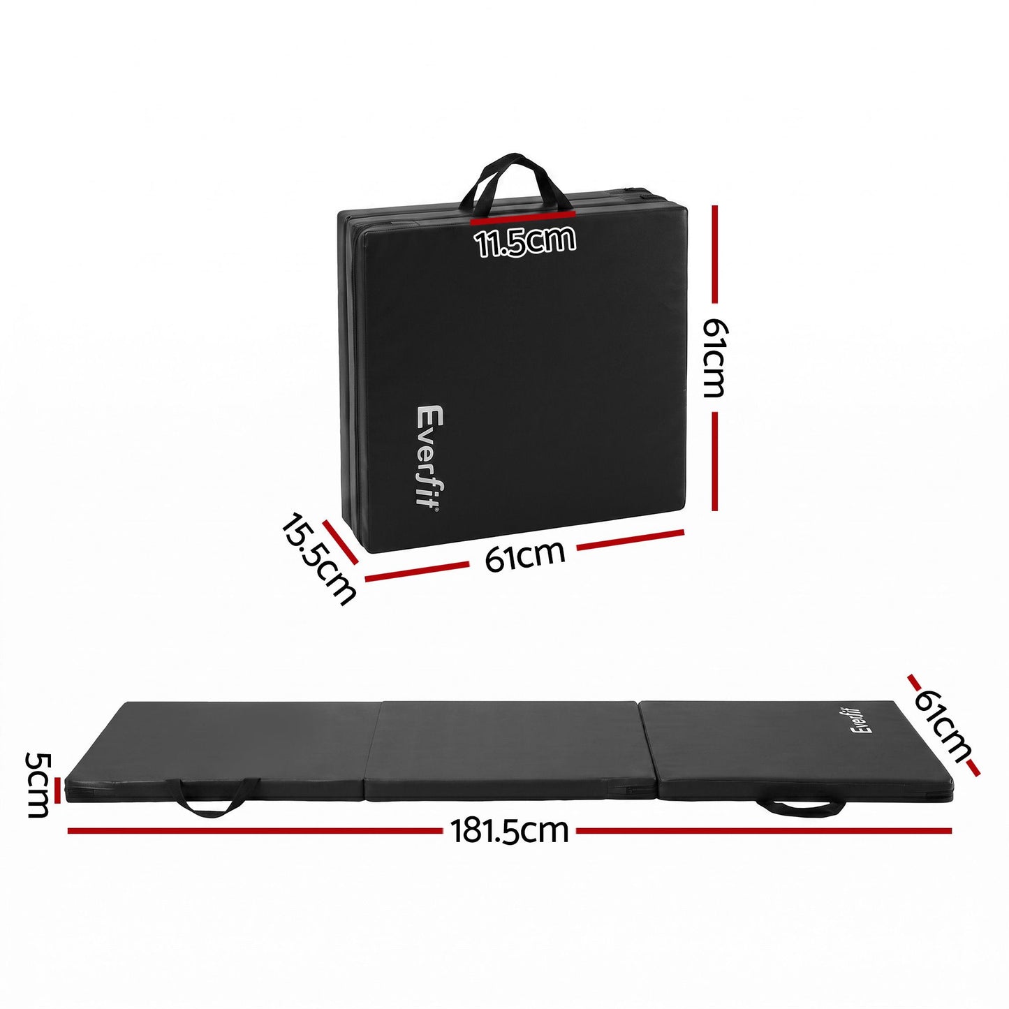 Everfit 180cm Folding Gymnastics Mat - Black