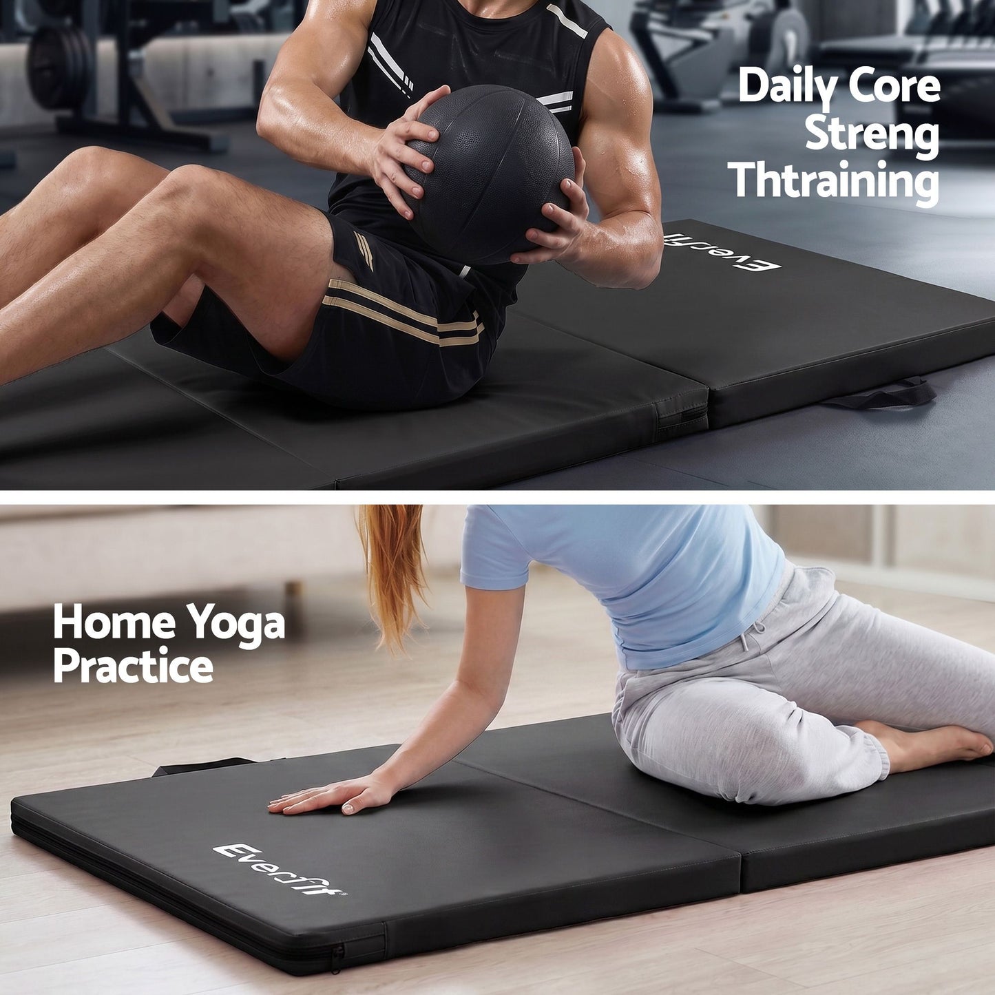 Everfit 180cm Folding Gymnastics Mat - Black