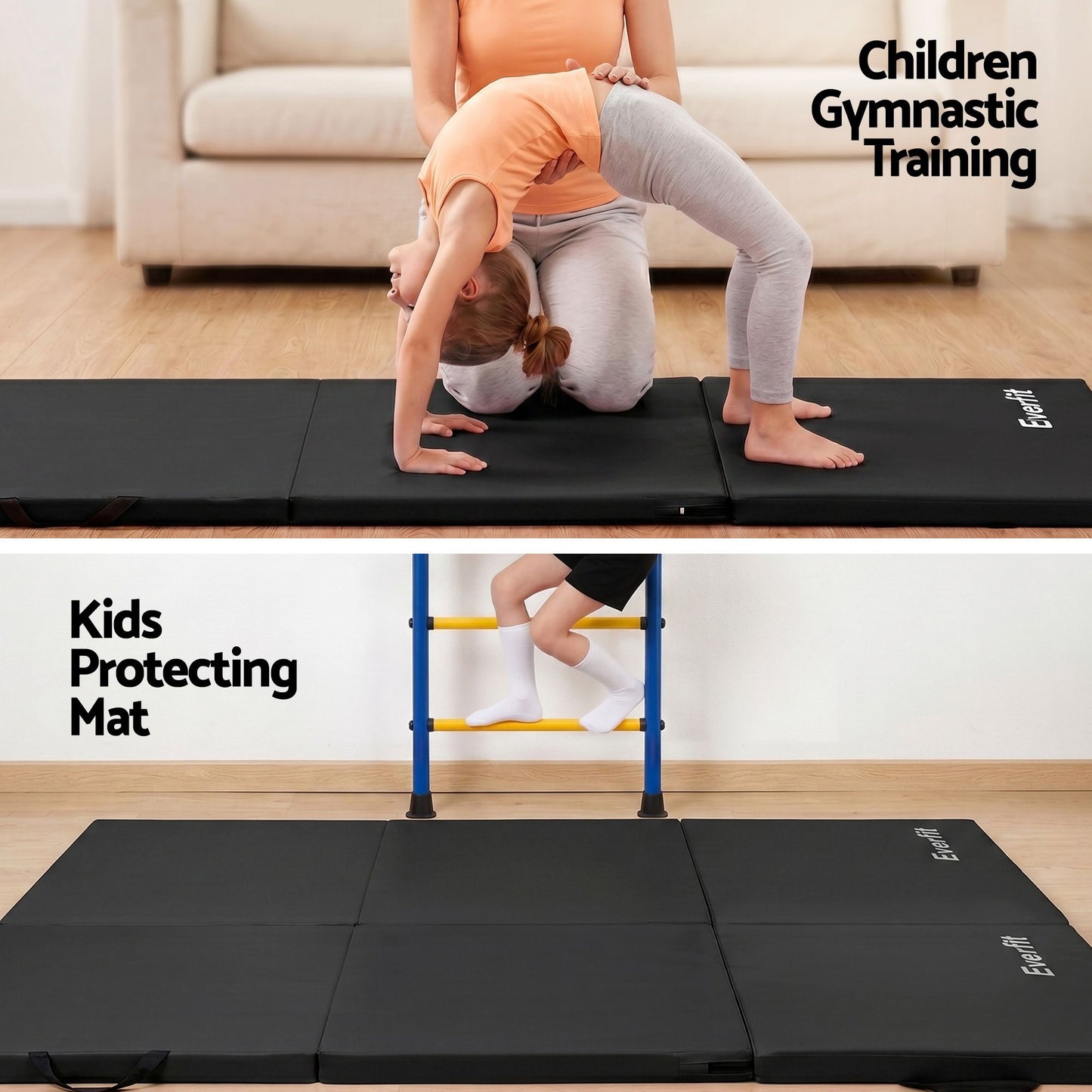Everfit 180cm Folding Gymnastics Mat - Black