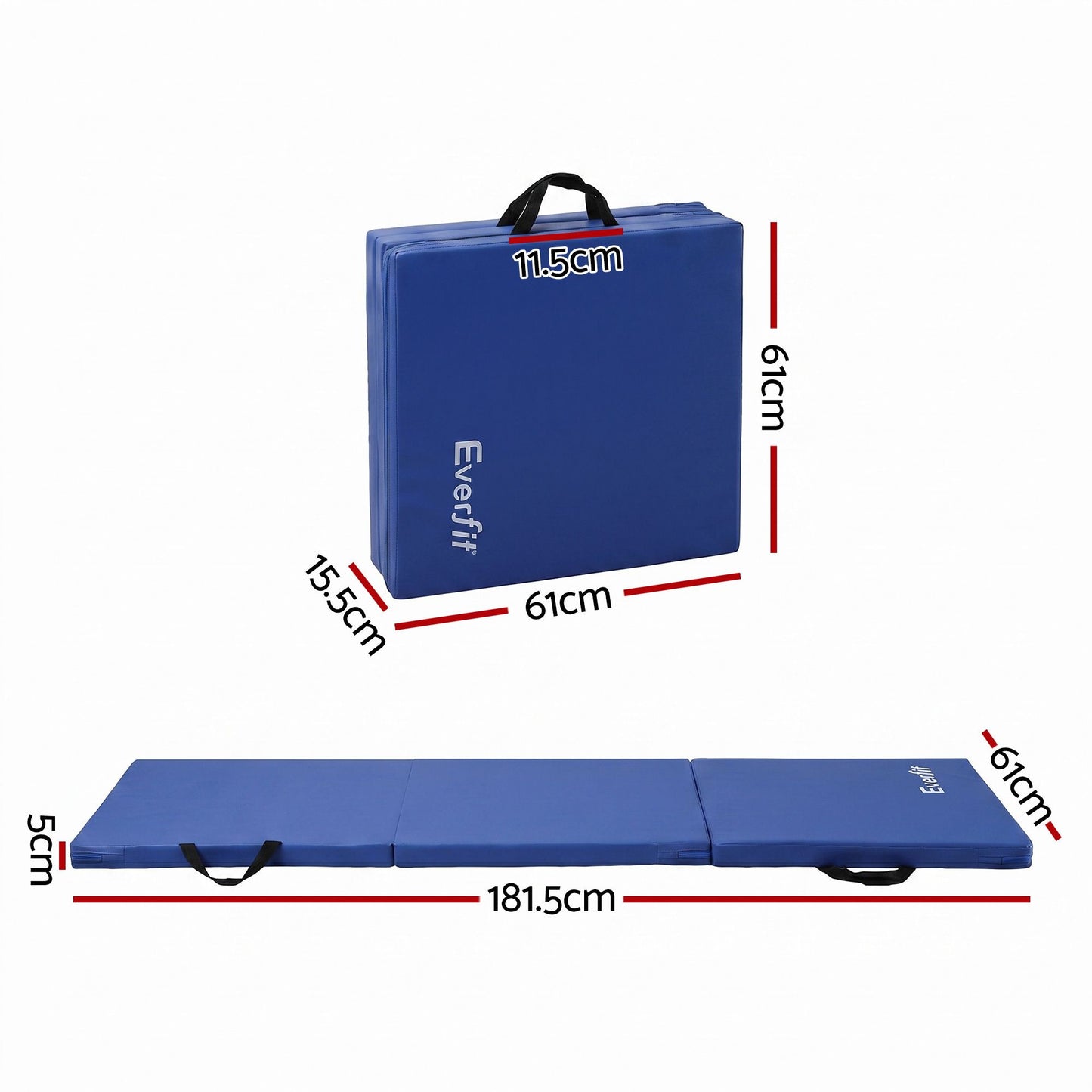 Everfit 180cm Folding Gymnastics Mat - Blue