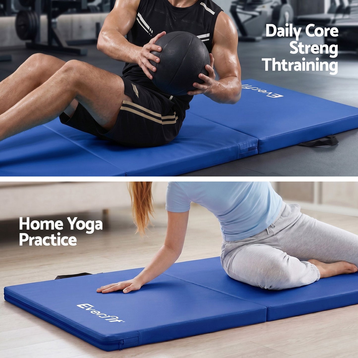Everfit 180cm Folding Gymnastics Mat - Blue
