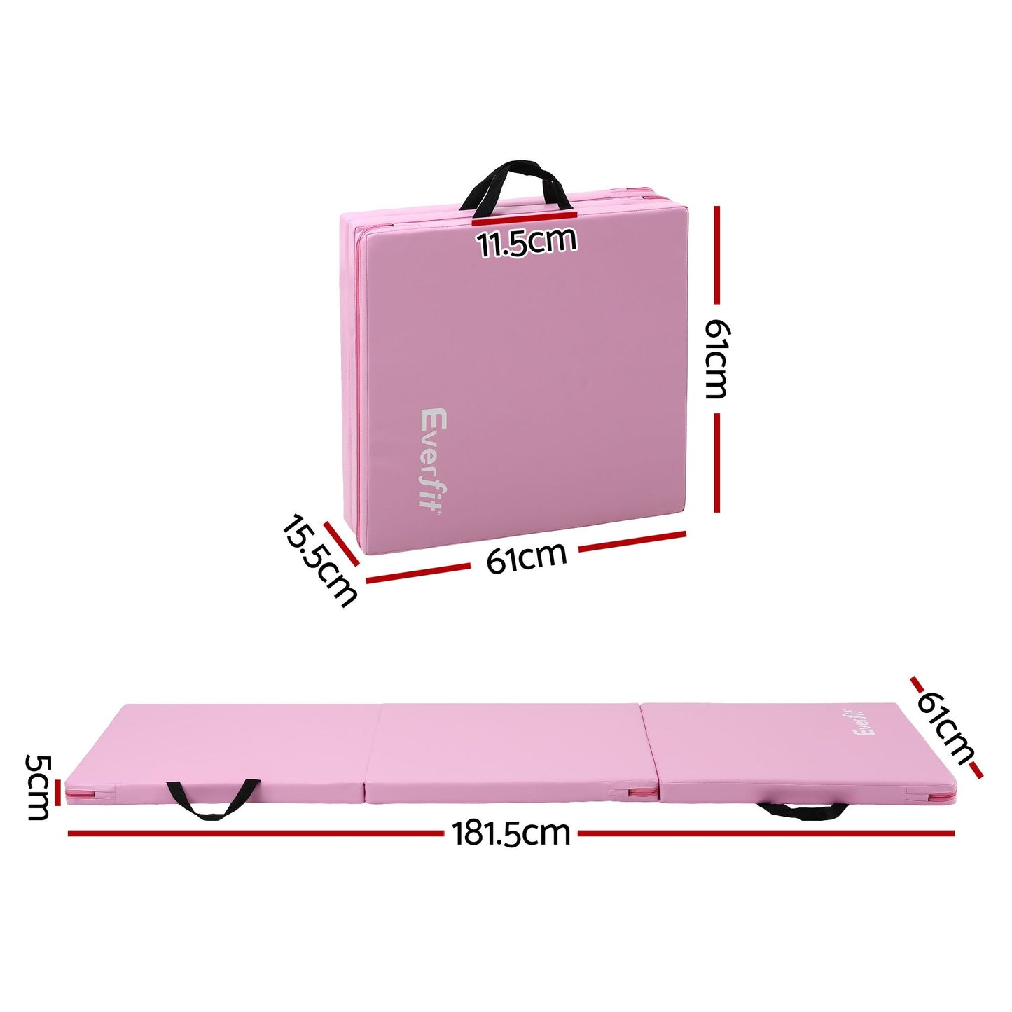 Everfit 180cm Folding Gymnastics Mat - Pink