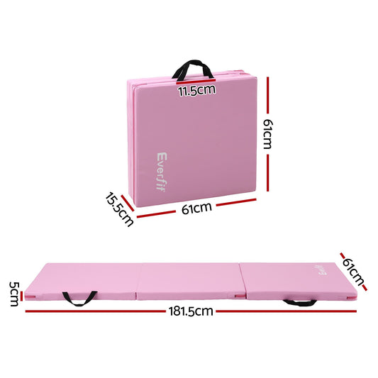 Everfit 180cm Folding Gymnastics Mat - Pink