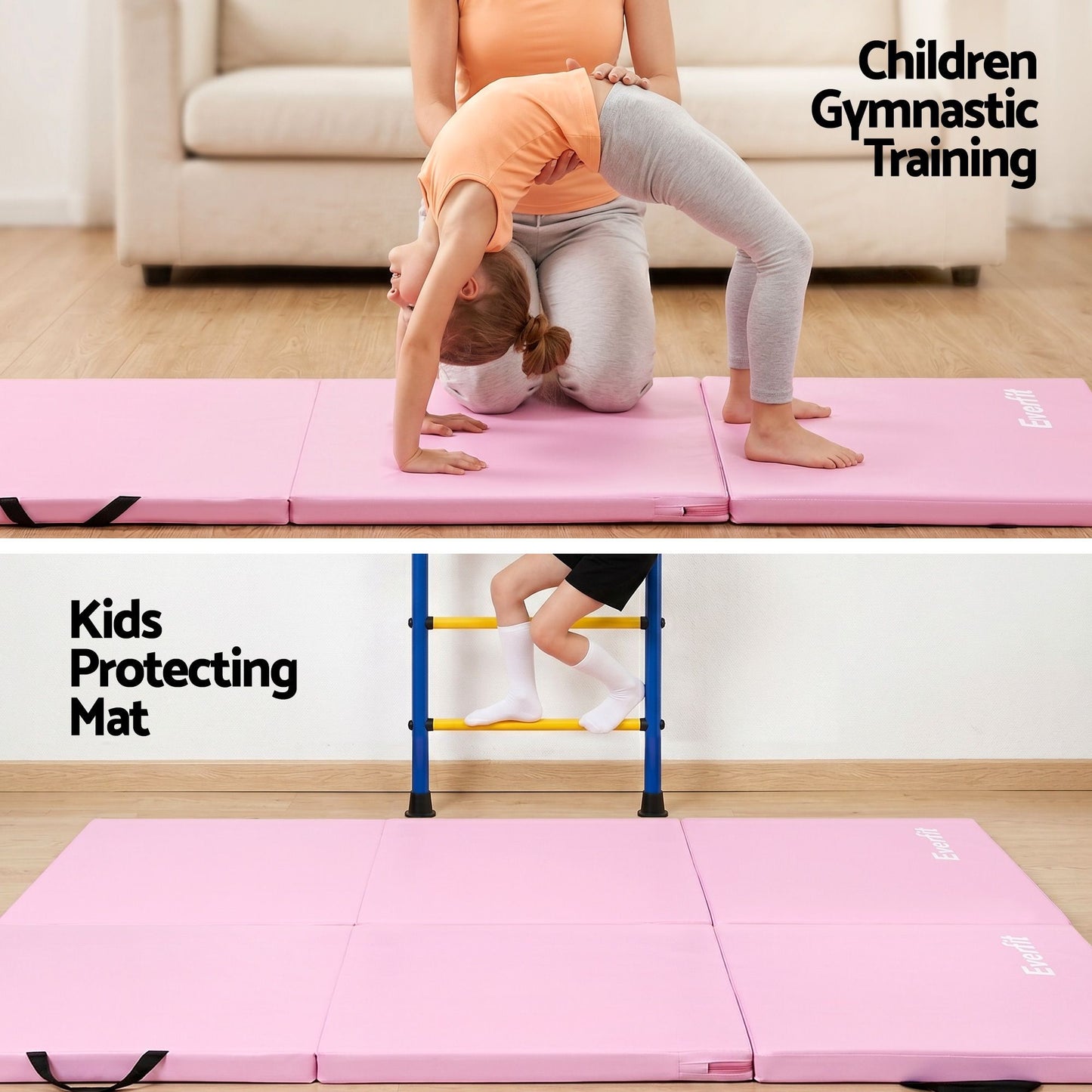 Everfit 180cm Folding Gymnastics Mat - Pink