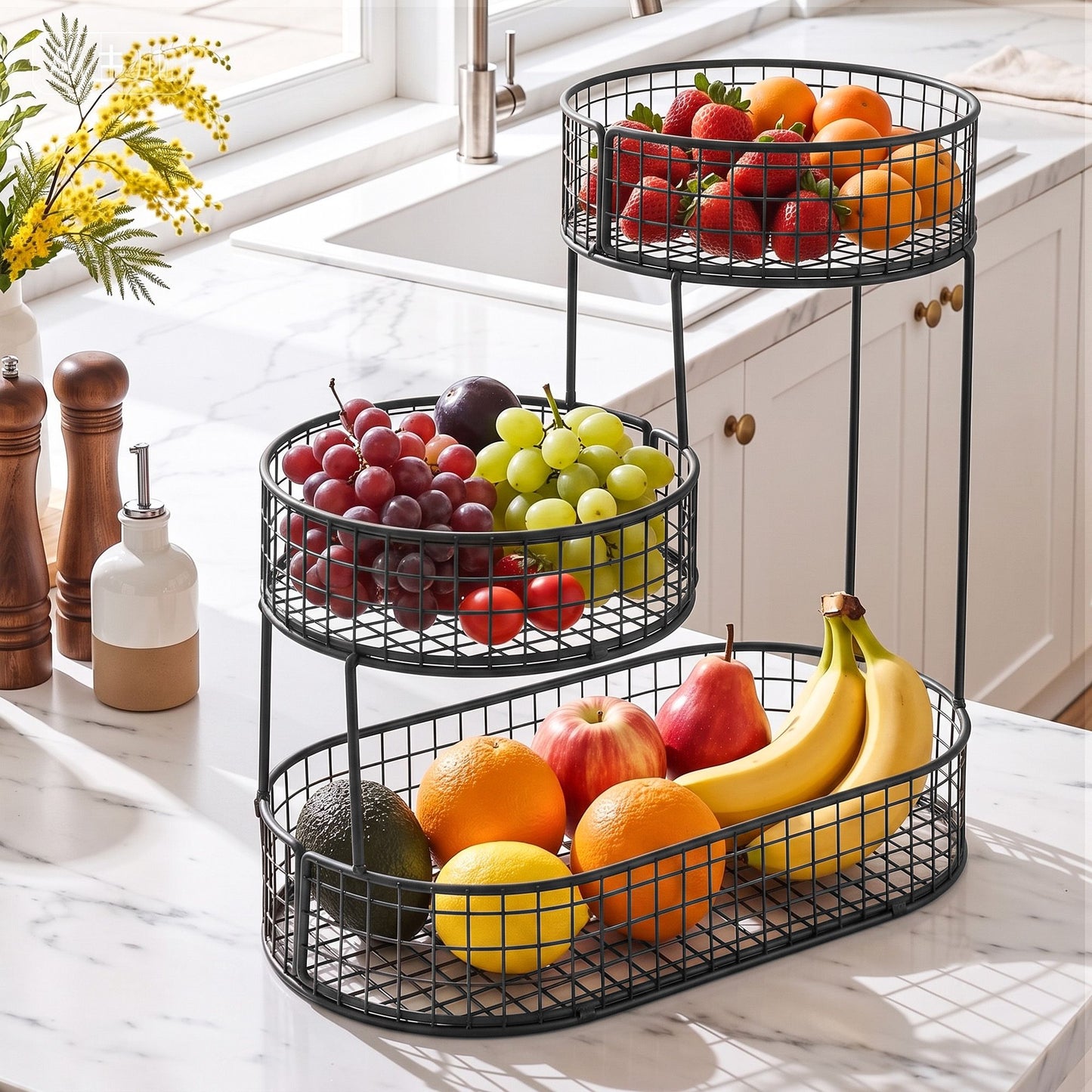 5-Star Chef Fruit Basket Bowl - Black