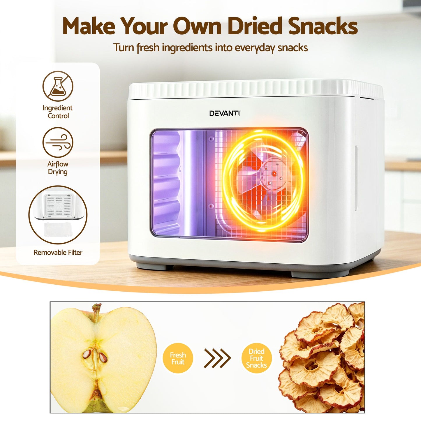 Devanti 5-Tray Food Dehydrator - White