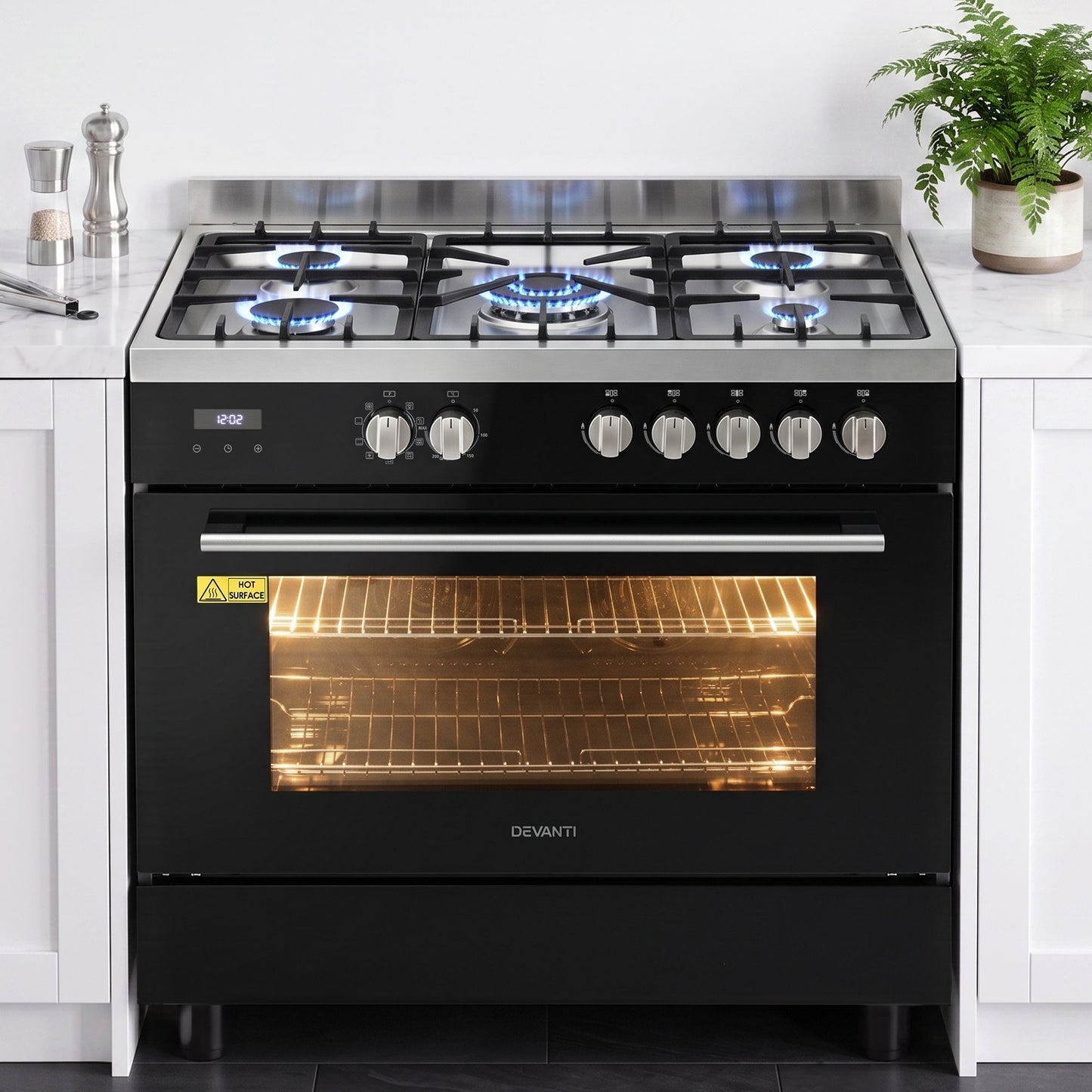 Devanti 90cm Dual Fuel Cooker - 5 Burner