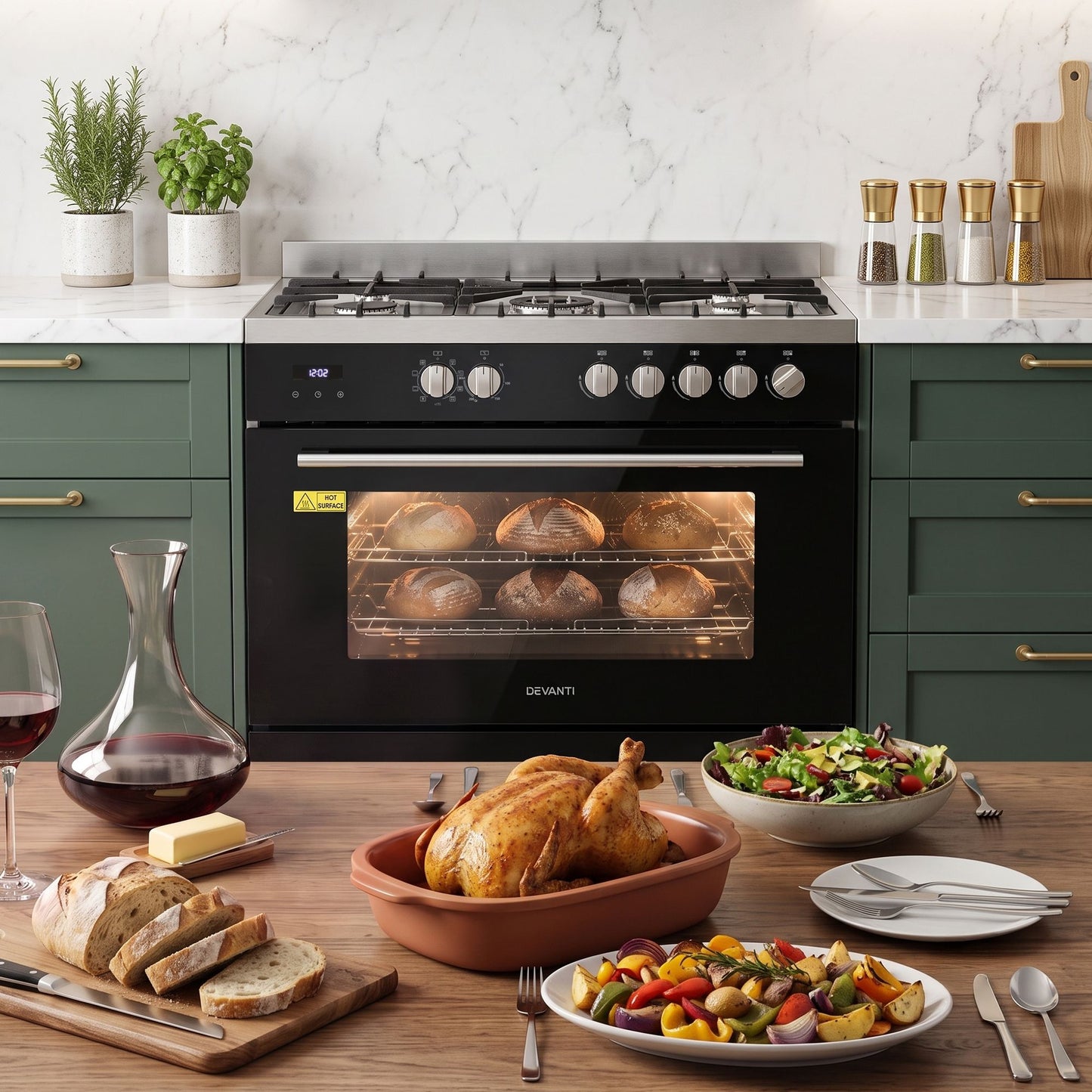 Devanti 90cm Dual Fuel Cooker - 5 Burner