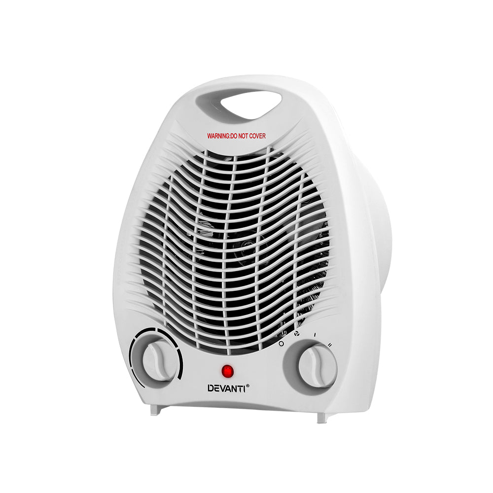 Devanti 2000W Electric Fan Heater - Rapid Heating, 3 Modes, Compact & Portable with Safety Features