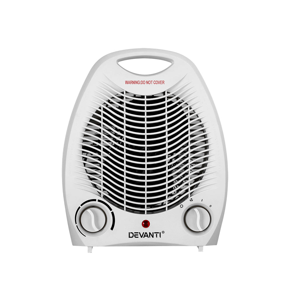 Devanti 2000W Electric Fan Heater - Rapid Heating, 3 Modes, Compact & Portable with Safety Features
