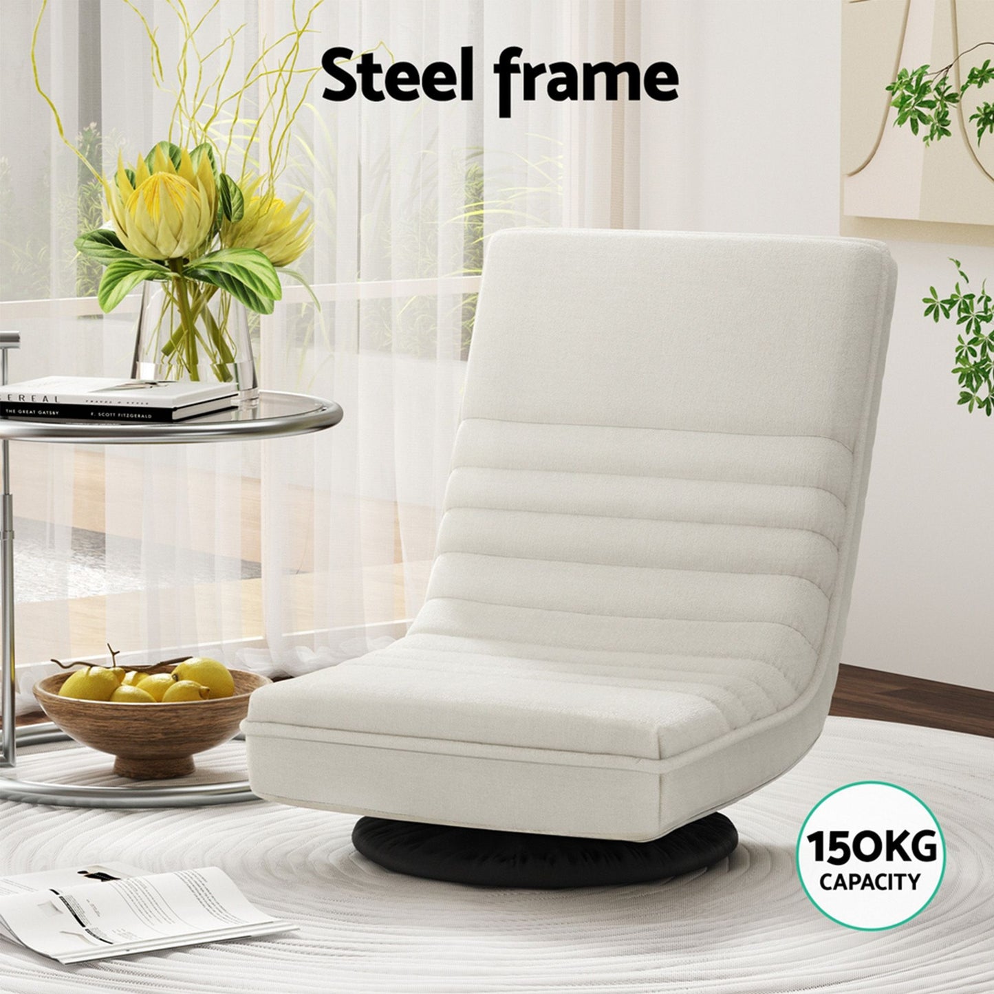 Artiss Floor Lounge & Charging Side Table Set
