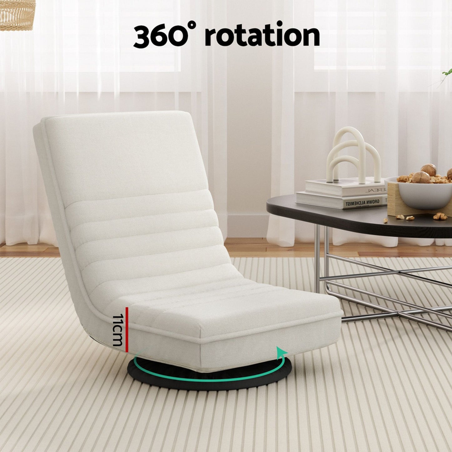 Artiss Floor Lounge & Charging Side Table Set