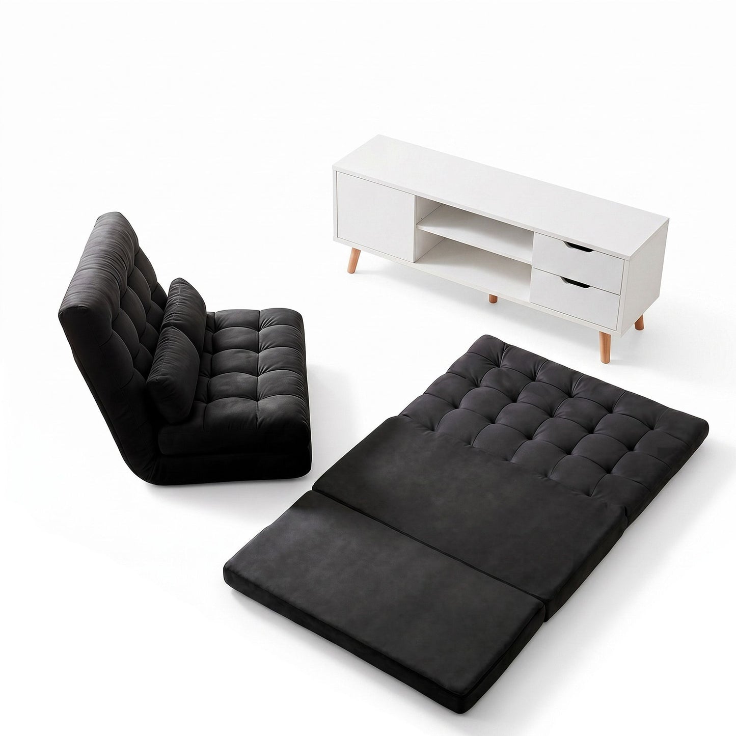 Artiss Floor Sofa Bed & 120cm TV Unit Set