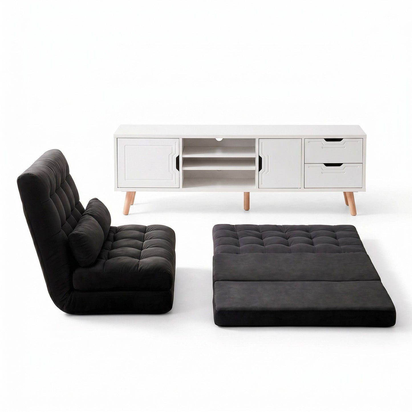 Artiss Floor Sofa Bed & 120cm TV Unit Set