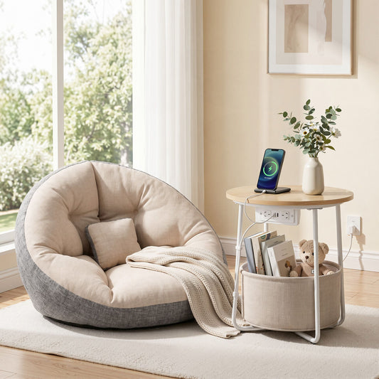 Artiss Floor Lounge & Charging Coffee Table Set