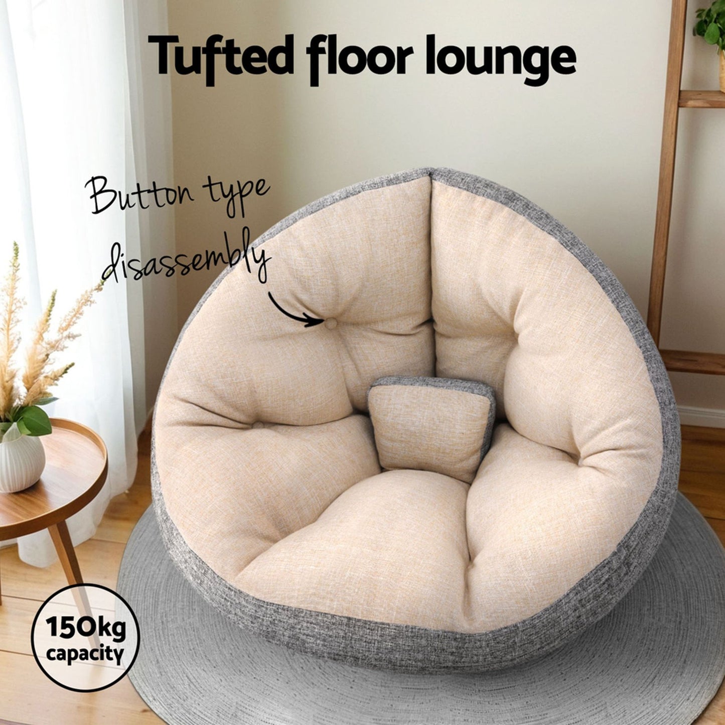 Artiss Floor Lounge & Charging Coffee Table Set