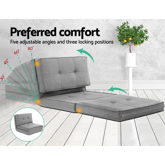 Artiss Floor Chaise Lounge & Ottoman Set - Grey