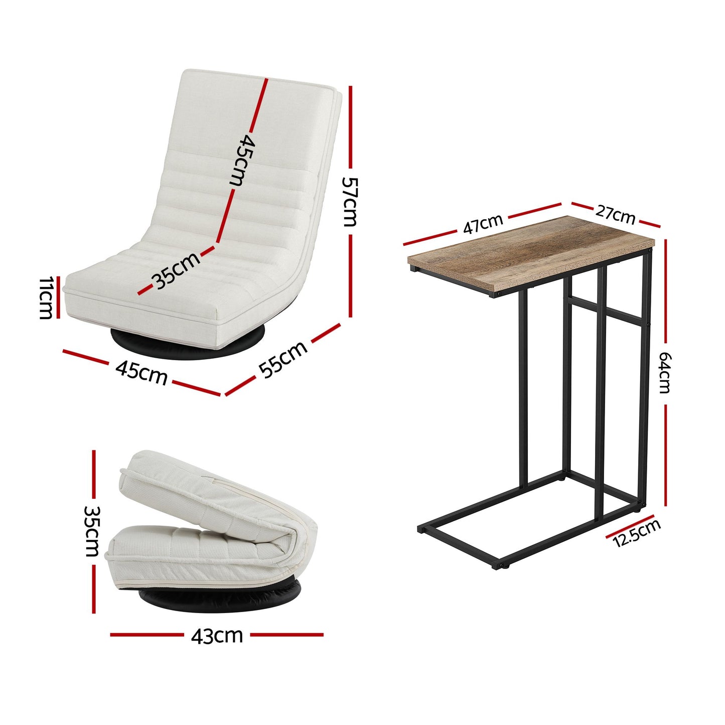 Artiss Floor Lounge & Coffee Table Set