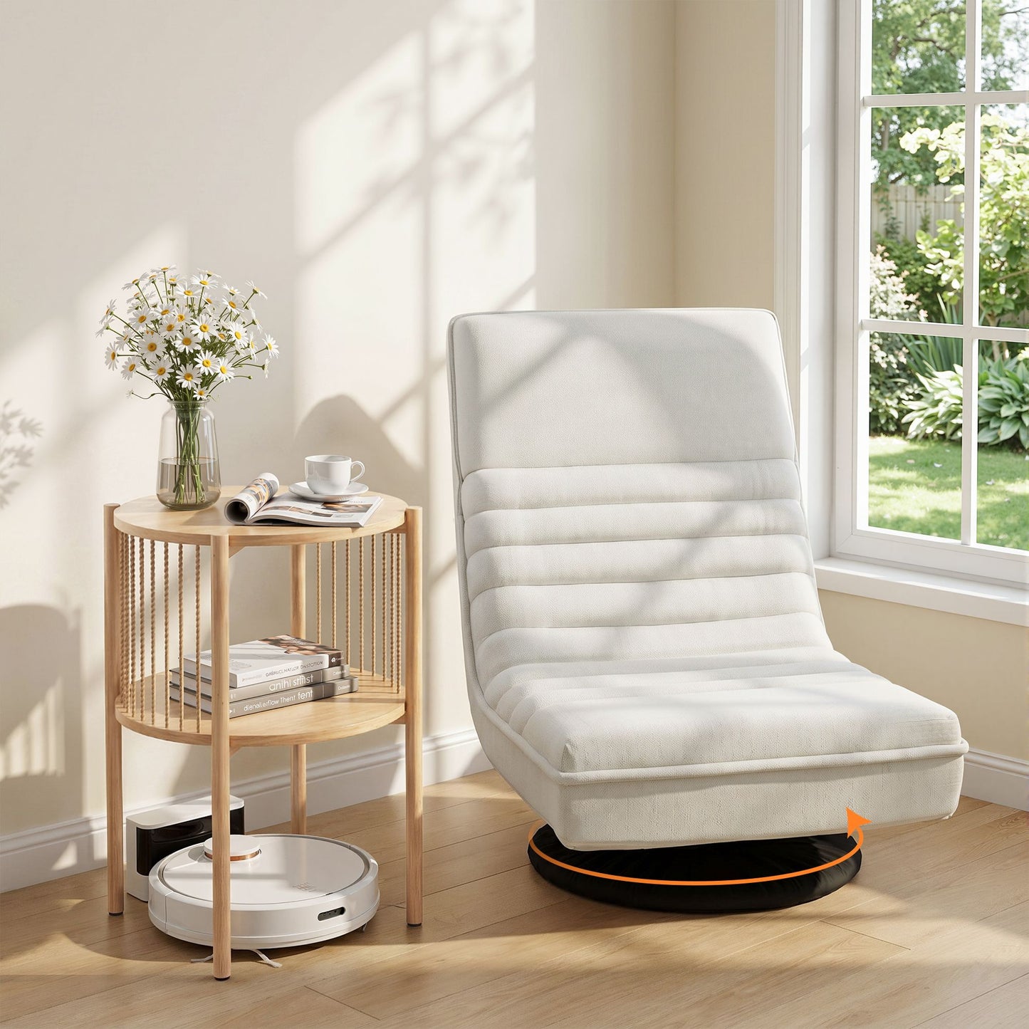 Artiss Swivel Floor Sofa Chair & Side Table Set