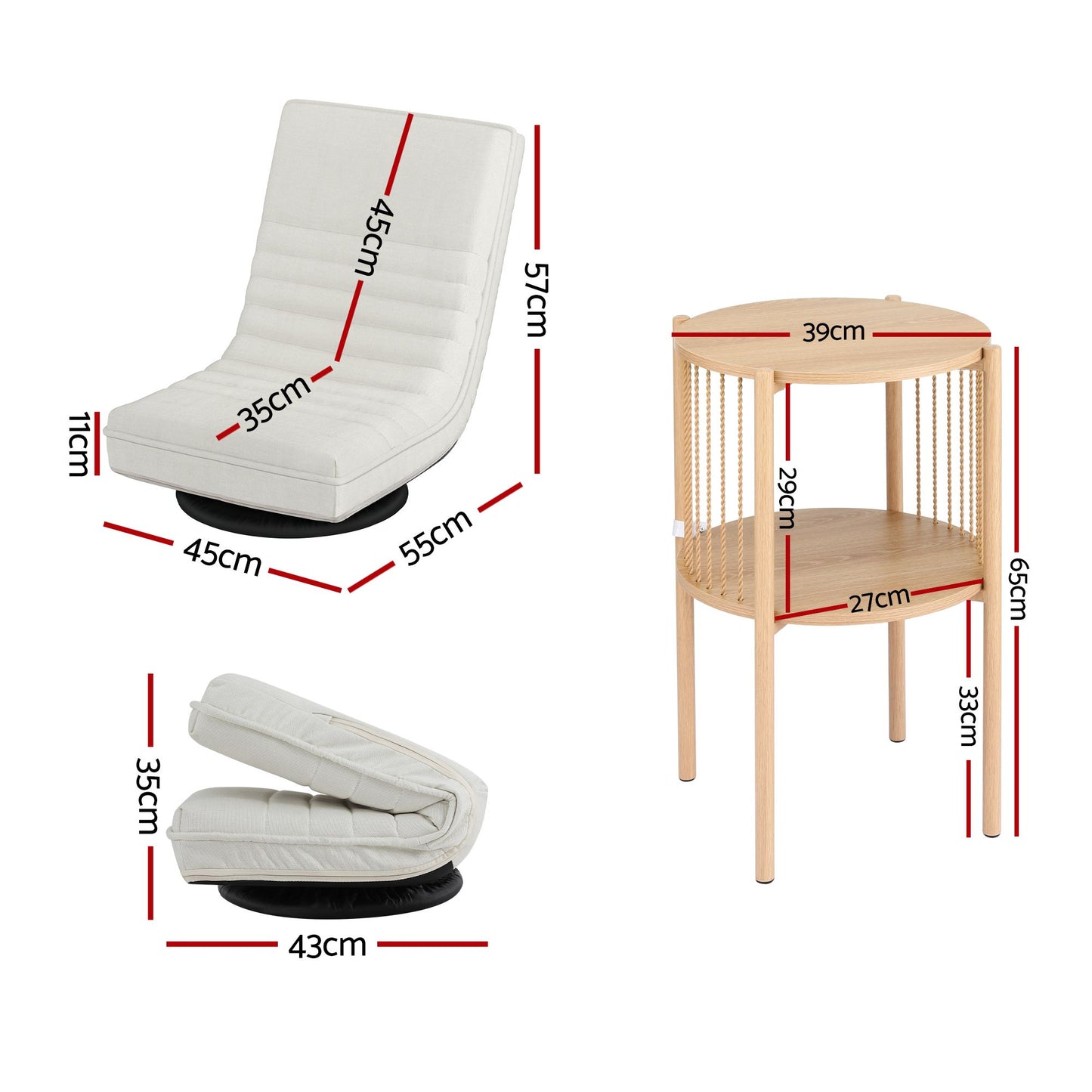 Artiss Swivel Floor Sofa Chair & Side Table Set