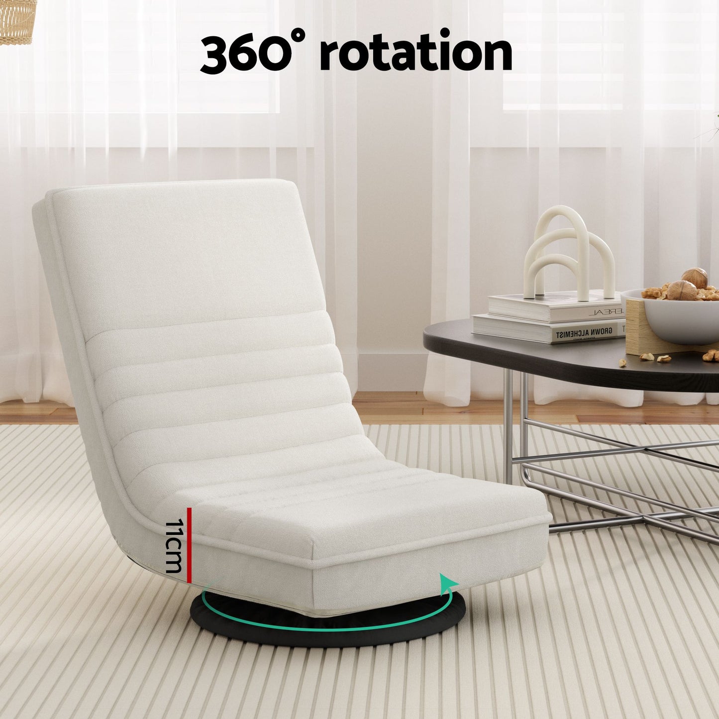 Artiss Swivel Floor Sofa Chair & Side Table Set